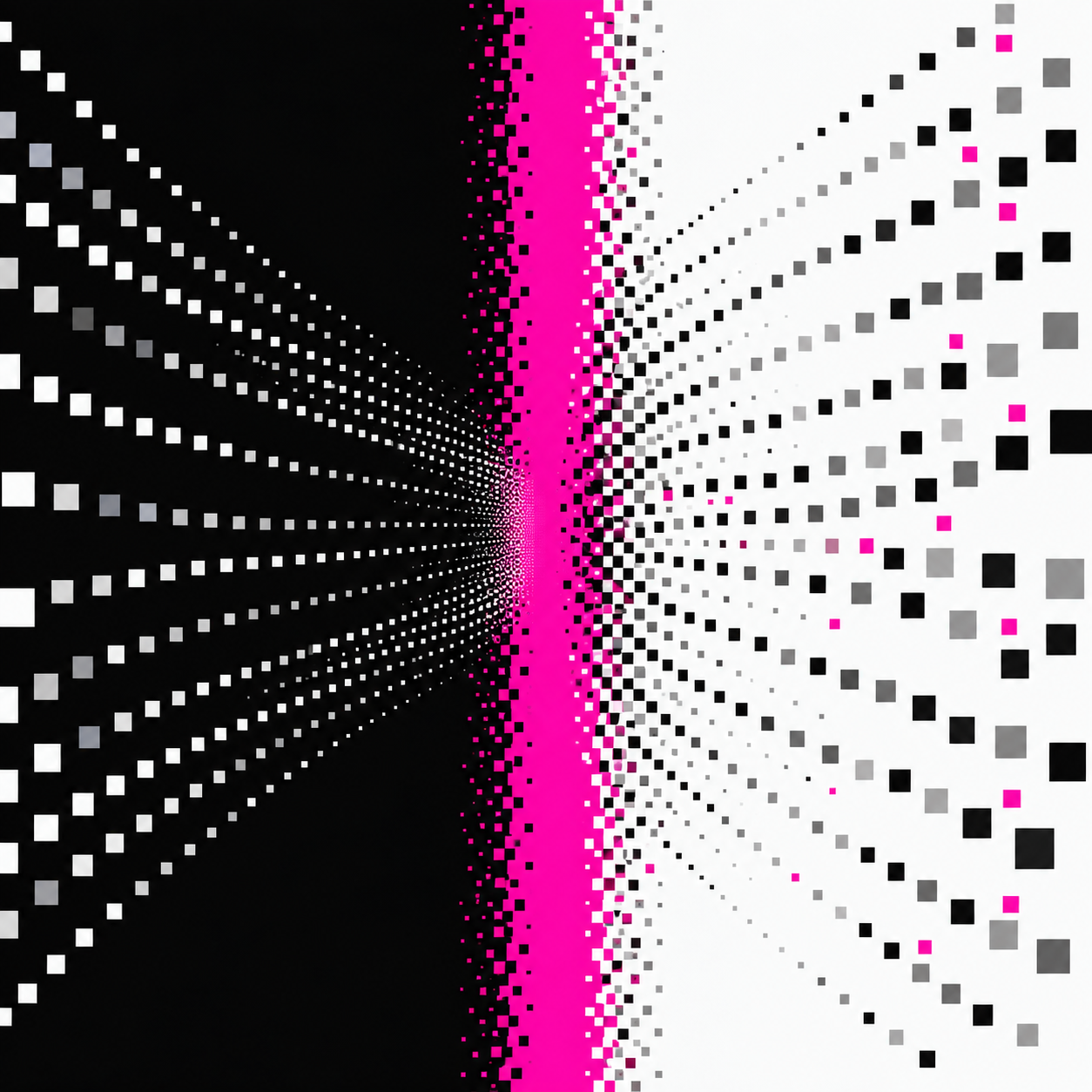 Flux pixellisés séparés par une bande magenta