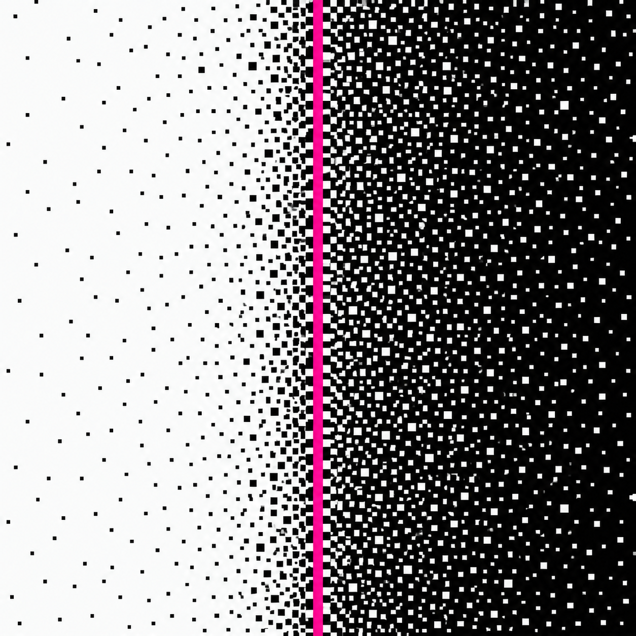 Frontière magenta entre deux densités de pixels